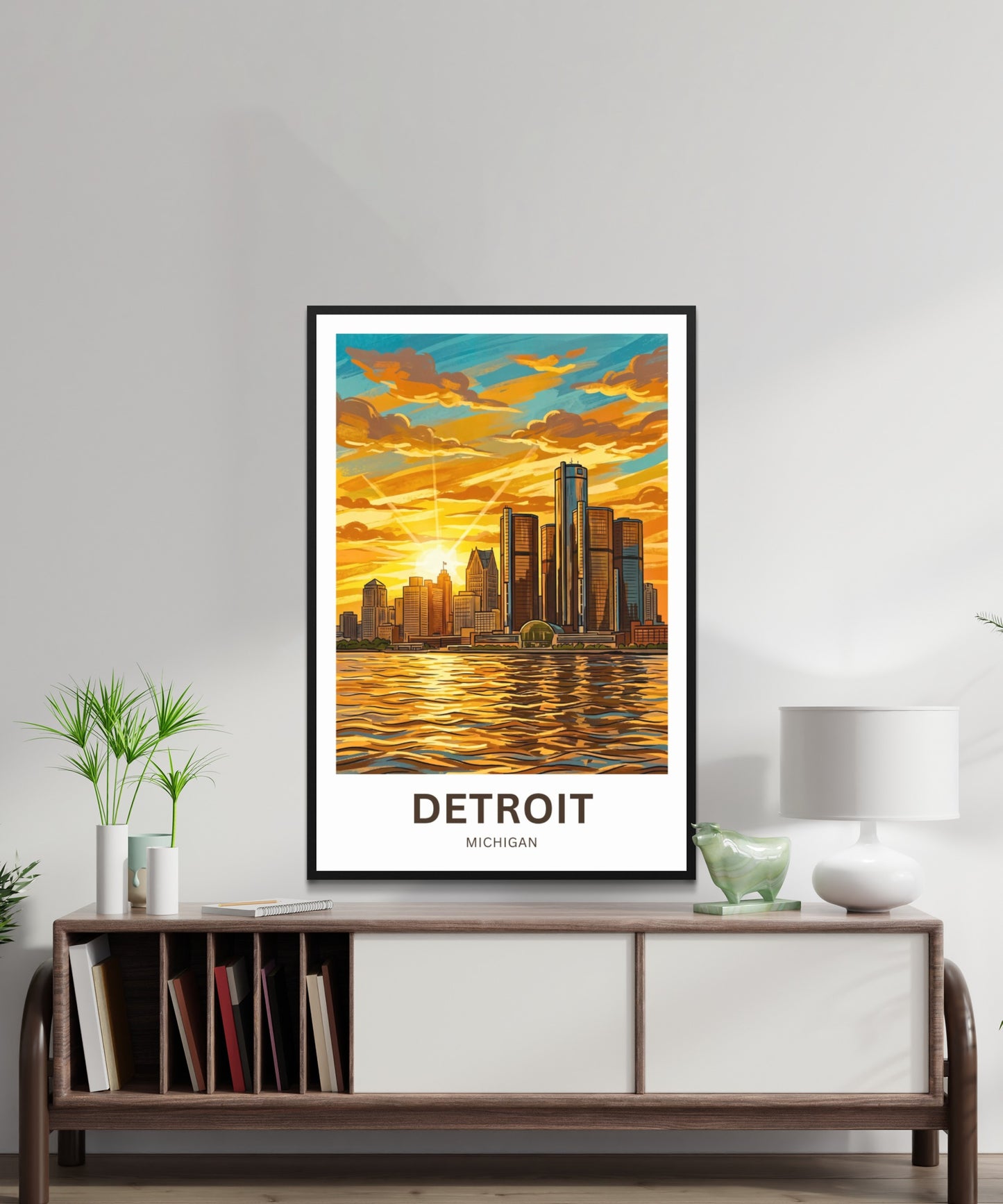 Detroit Travel Poster - Stunning City Sunset