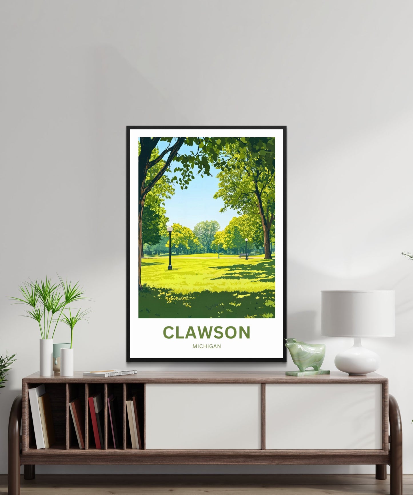 Clawson Travel Poster - Family Fun at the Playground in Michigan