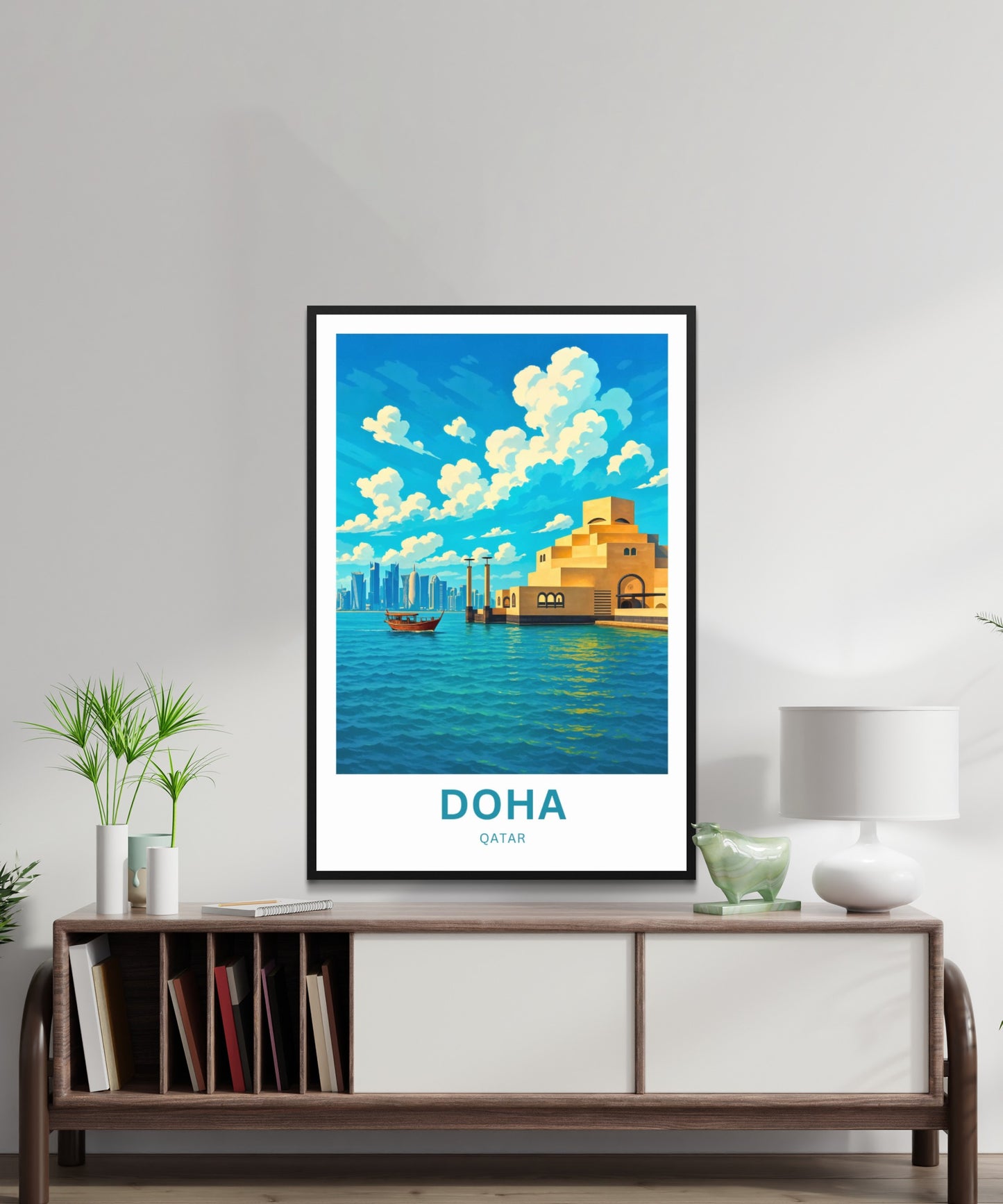 Doha Qatar Travel Poster - Captivating Beach and Resort