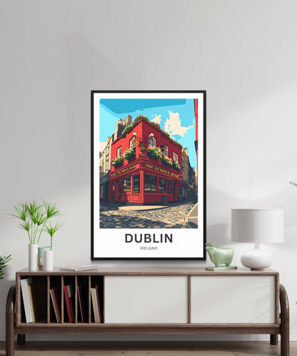 Dublin Travel Poster- The Iconic Temple Bar Ireland