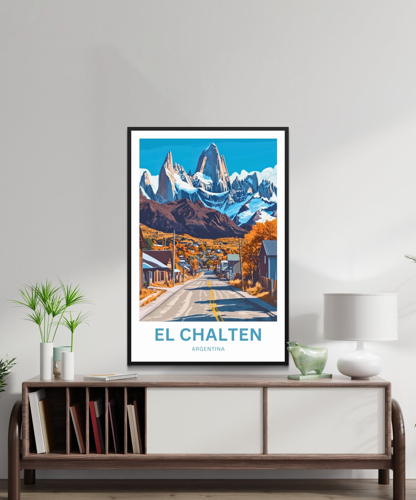 El Chalten Travel Poster - Street Mountain View