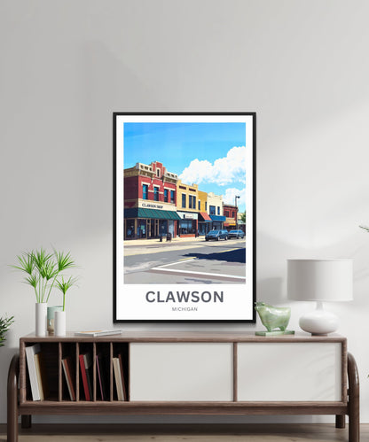 Clawson Travel Poster - Downtown Days – Clawson, MI