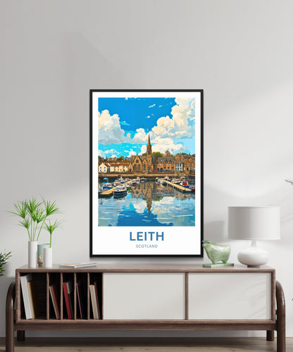 Leith, Scotland Travel Poster  - A Coastal Panorama