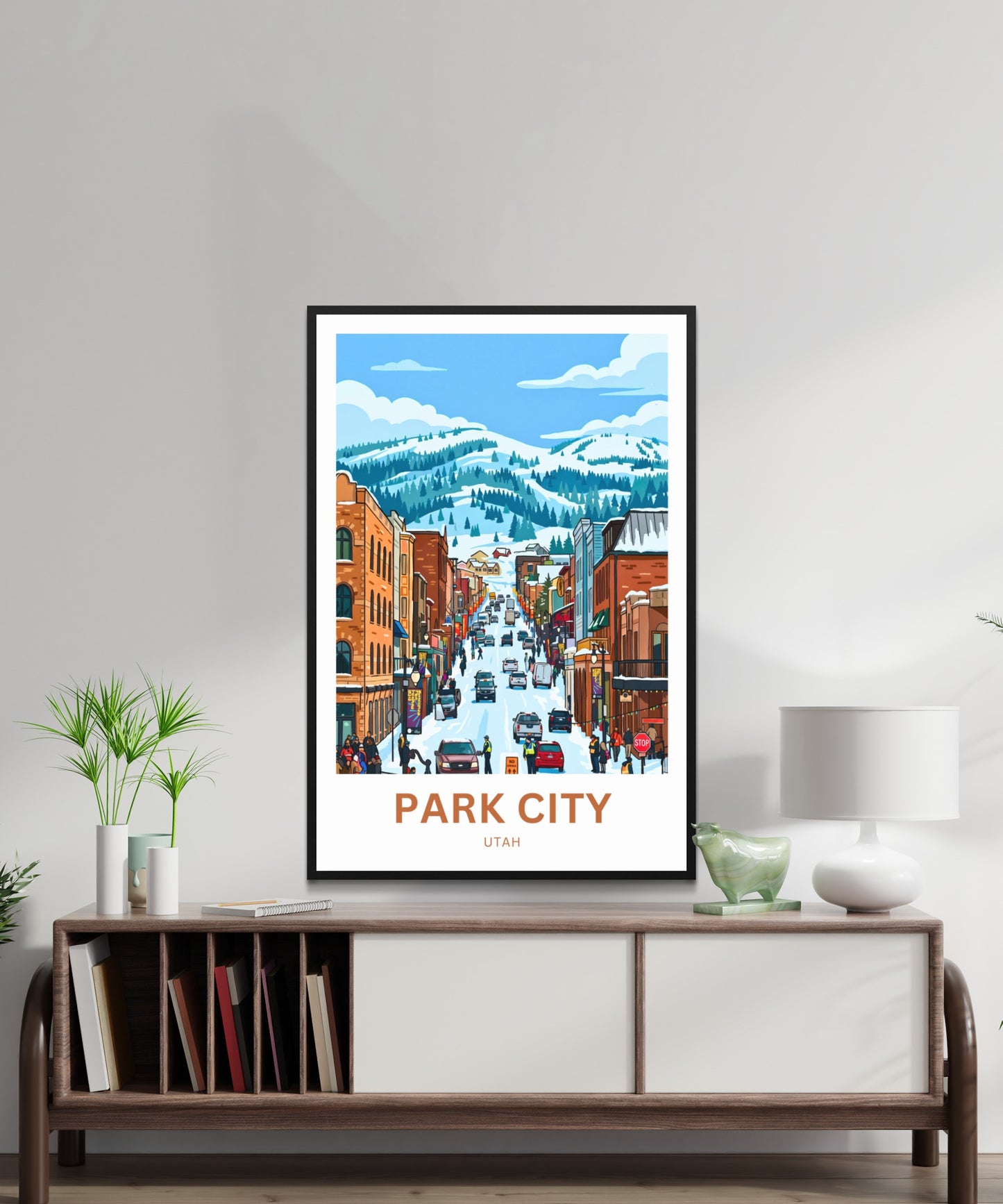 Park City Travel Poster- Snowy Main Street