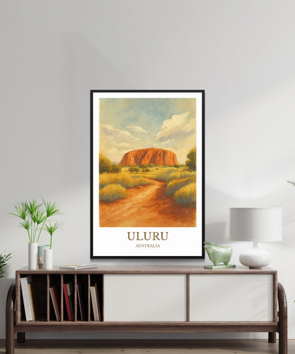Uluru, Watercolor design poster, Australia Print, Uluru Wall Art
