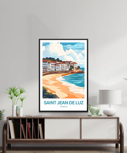Saint-Jean-de-Luz Travel Poster - Stunning Seaside France Town View
