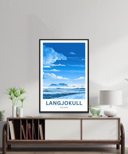 Langjökull Travel Poster - Captivating Serene Glacier