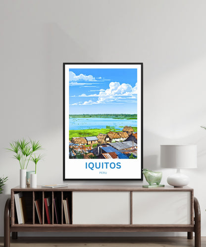 Iquitos Travel Poster - Peru Riverfront Life