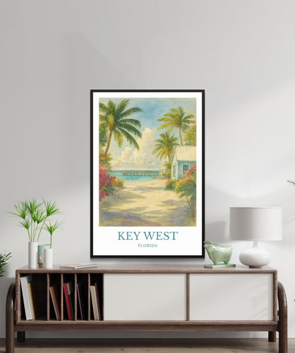 Key West, Watercolor design poster, Florida Print, Key West Wall Art