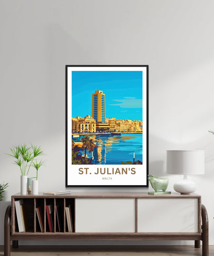 St. Julian’s Travel Poster- Malta’s Vibrant Gem