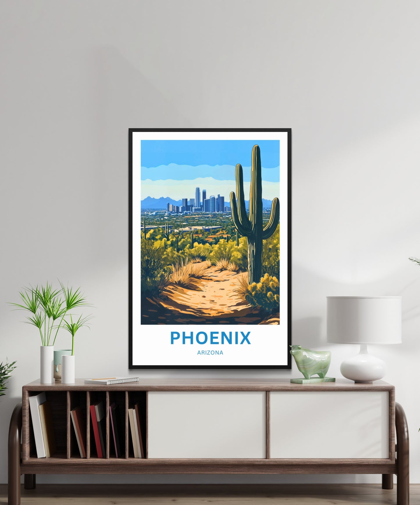 Phoenix Travel Poster - Arizona Desert Sun & Skyline