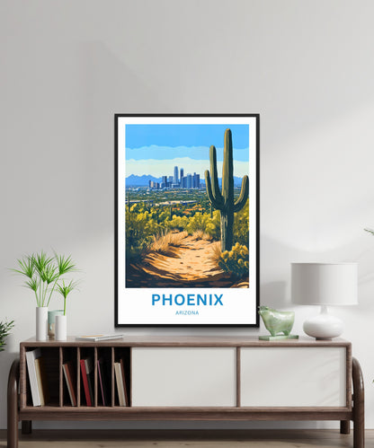 Phoenix Travel Poster - Arizona Desert Sun & Skyline