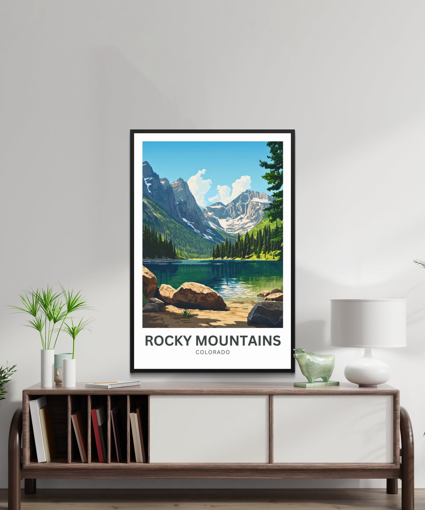 Rocky Mountains Travel Poster - Majestic Peaks and Nature Wall Art