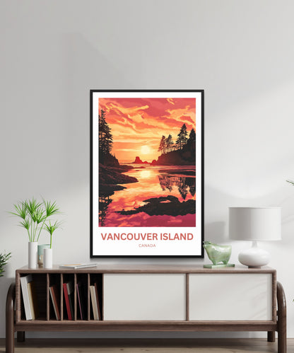 Vancouver Island Travel Poster - Wild Coasts and Sunset