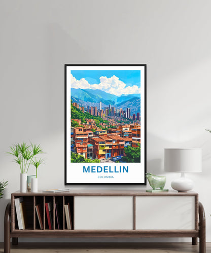 Medellín Travel Poster - Colombia Vibrant Hills and Timeless Beauty