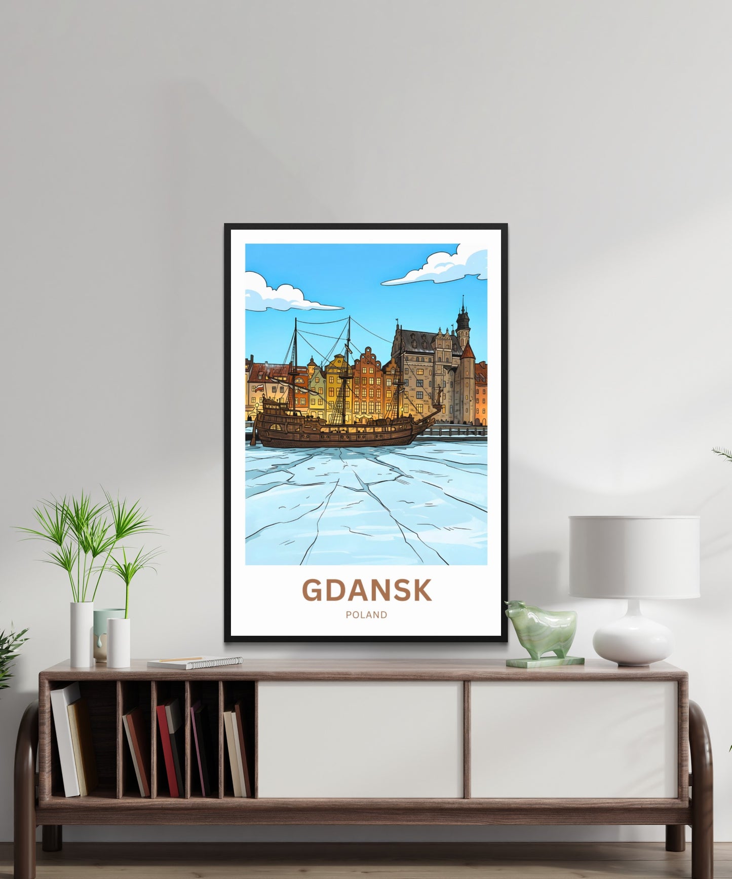 Gdańsk  Travel Poster - Frozen River Voyage