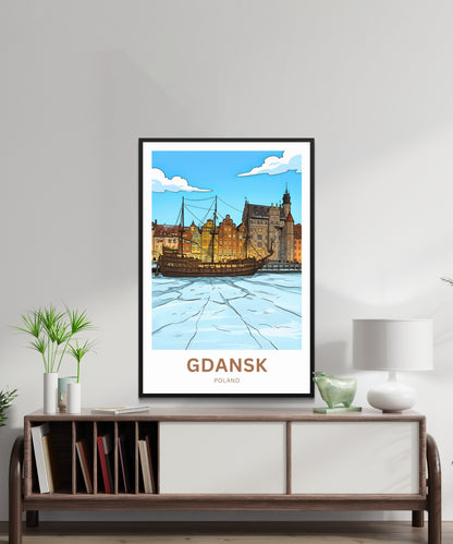 Gdańsk  Travel Poster - Frozen River Voyage