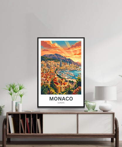 Monaco  Travel Poster - Stunning Sunset
