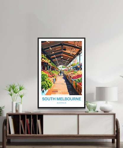 South Melbourne Market Travel Poster  - Shop • Eat • Explore