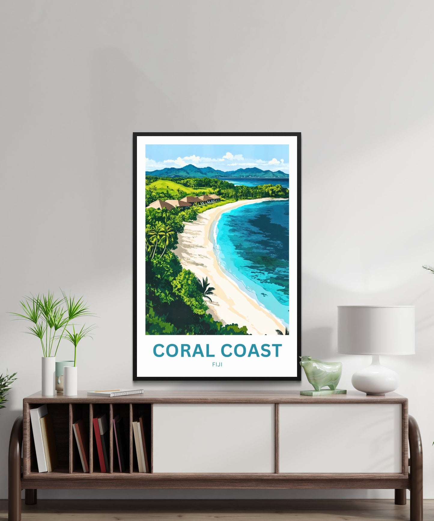Coral Coast, Fiji Travel Poster - Where the Ocean Smiles