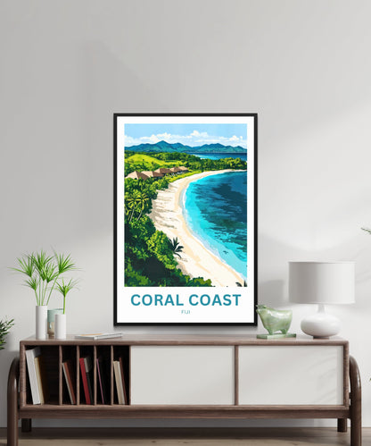 Coral Coast, Fiji Travel Poster - Where the Ocean Smiles