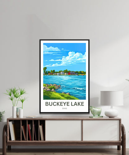 Buckeye Lake Travel Poster -  Lakefront Tranquility