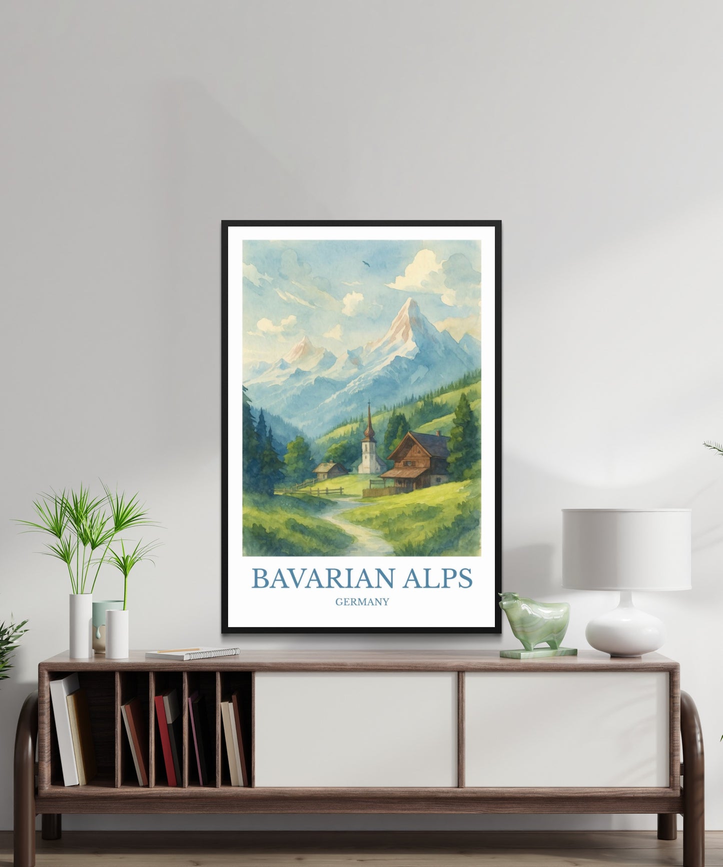 Bavarian Alps, Watercolor design poster, Germany Print, Bavarian Alps Wall Art