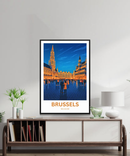 Brussels Travel Poster - Golden Hour in Brussels