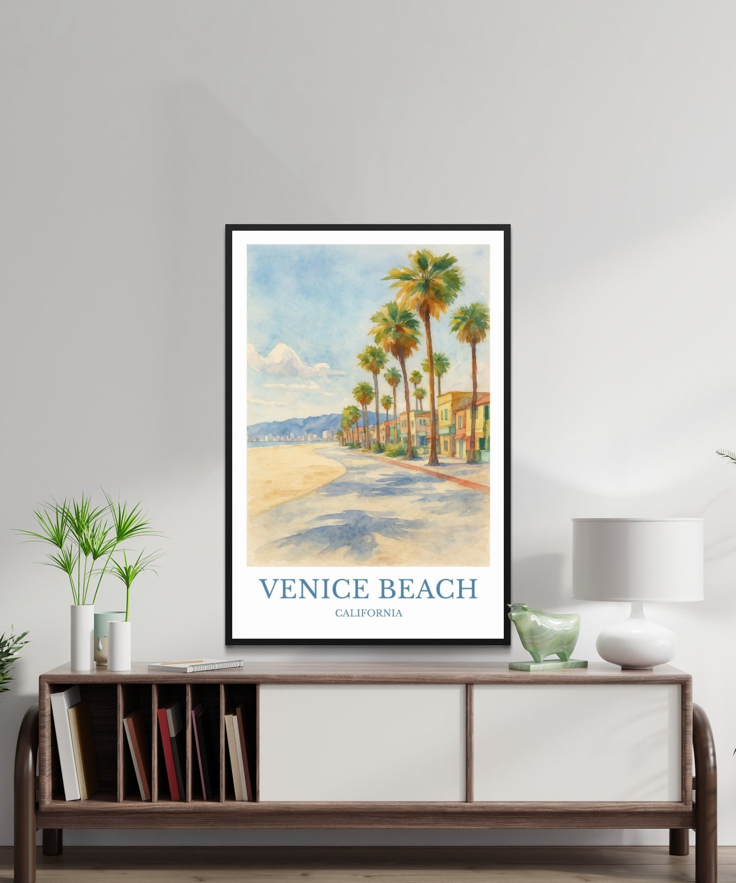 Venice Beach, Watercolor design poster, California Print, Venice Beach Wall Art