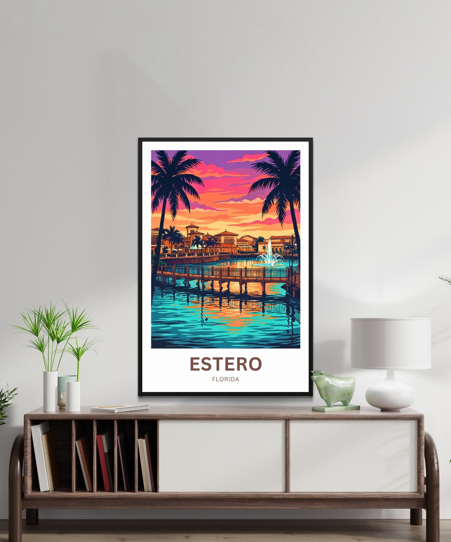 Estero Travel Poster - Florida Paradise at Dusk