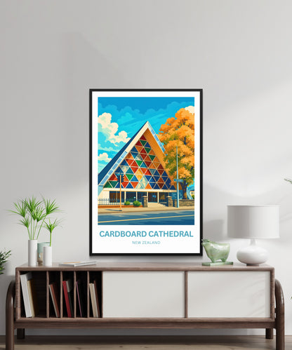 Cardboard Cathedral Travel Poster - Shigeru Ban's Masterpiece