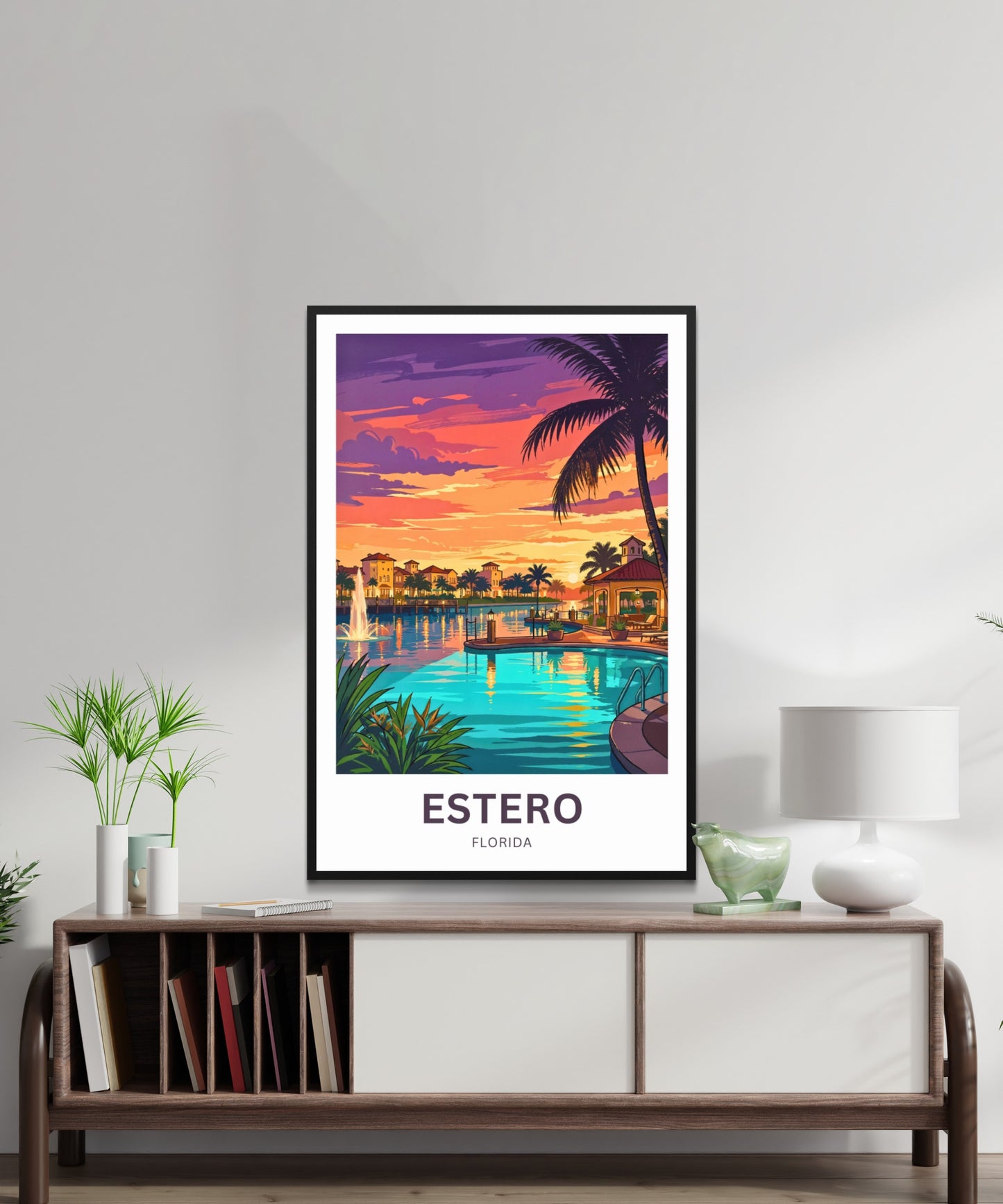Estero Travel Poster - Sunsets & Palms