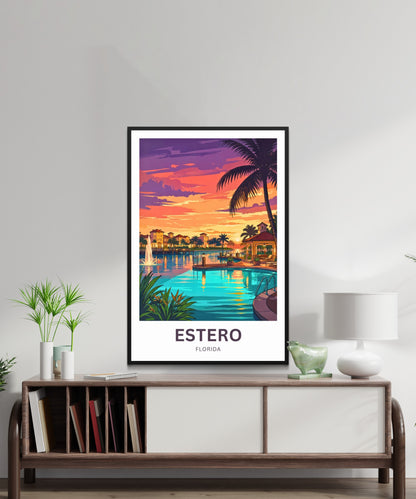 Estero Travel Poster - Sunsets & Palms