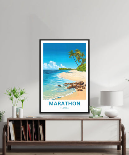 Marathon Travel Poster -  Stunning Crystal Clear Beach Florida