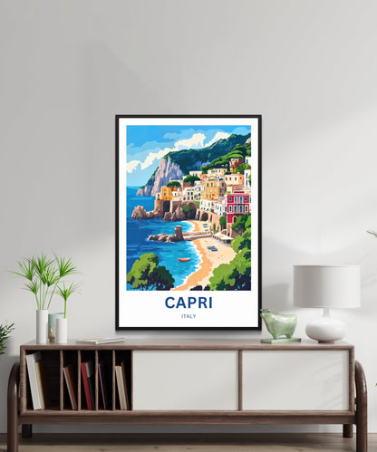 Capri Travel Poster - Discover Italy Timeless Mediterranean Magic