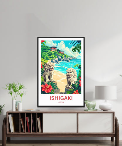 Ishigaki Travel Poster - Temple Cliffs of Ishigaki
