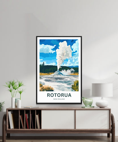 Rotorua Travel Poster - Land of Steam and Spirit