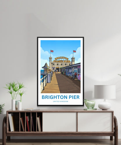 Brighton Pier Travel Poster - Coastal Attraction