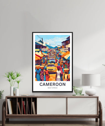 Cameroon Travel Poster - City Market View