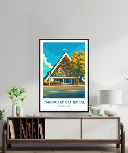 Cardboard Cathedral Travel Poster - Beautiful Iconic Christchurch