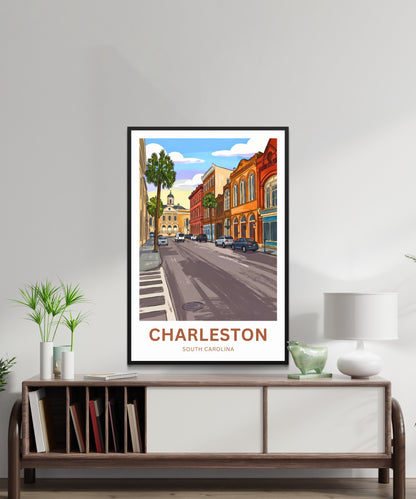 Charleston Historic District Travel Poster - Classic Streets