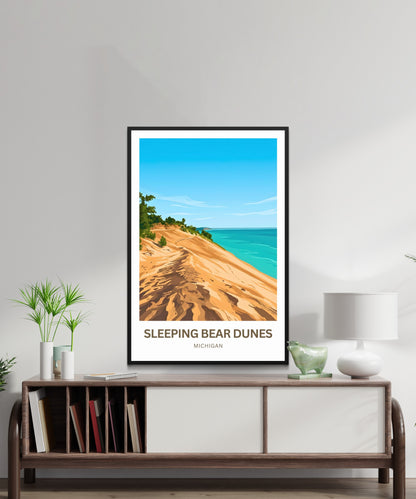 Sleeping Bear Dunes Travel Poster - Michigan Attraction