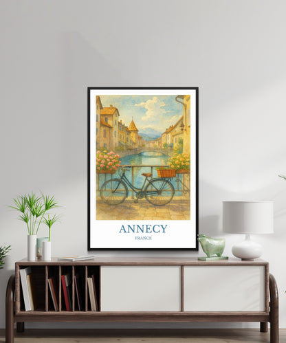 Annecy, Watercolor design poster, France Print, Annecy Wall Art