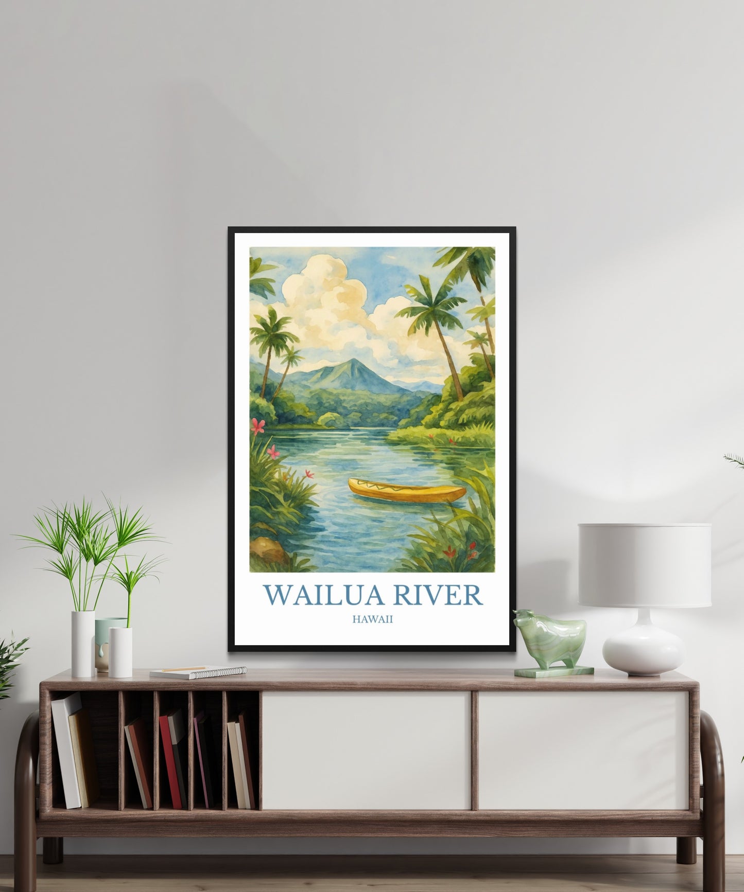 Wailua River, Watercolor design poster, Hawaii Print, Wailua River Wall Art