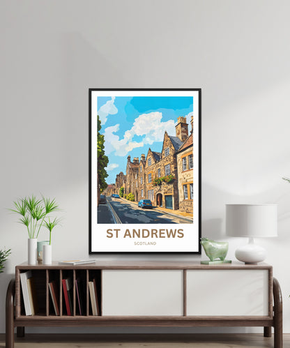 St. Andrews Travel Poster - Captivating Historic Street