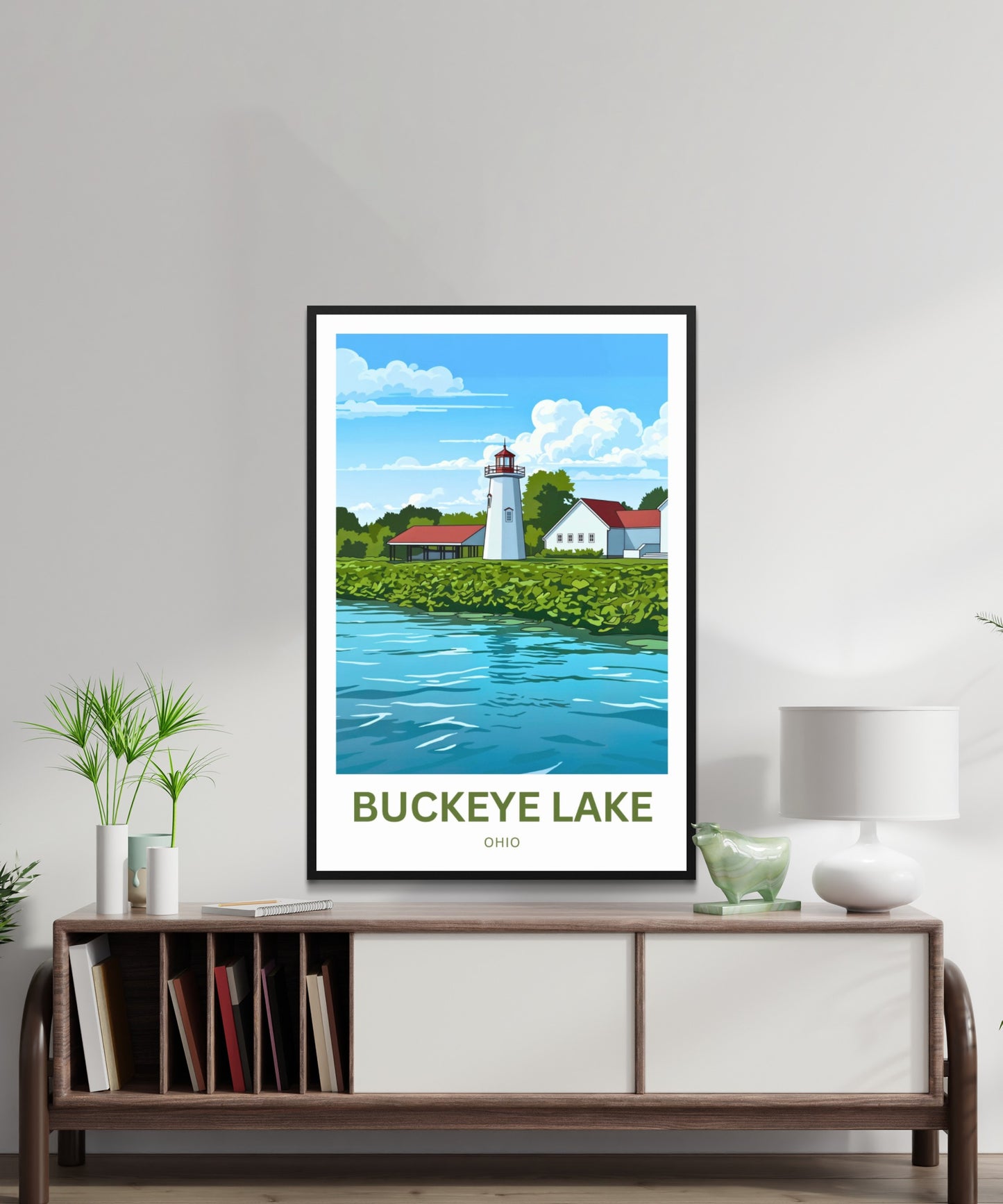 Buckeye Lake Travel Poster -  Lakefront Lighthouse
