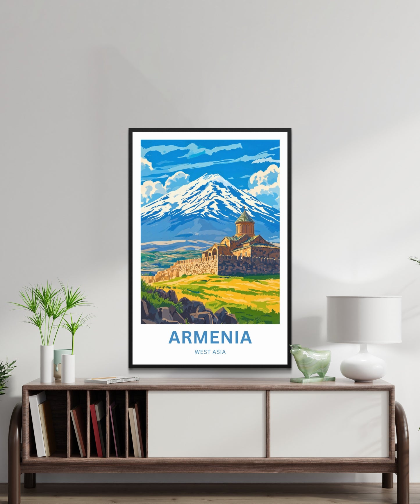 Armenia Travel Poster - Echoes of Ararat and Monasteries in the Mountains