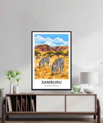 Samburu National Reserve Travel Poster - The Wild Life of Kenya