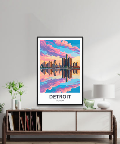 Detroit Travel Poster - Skyline