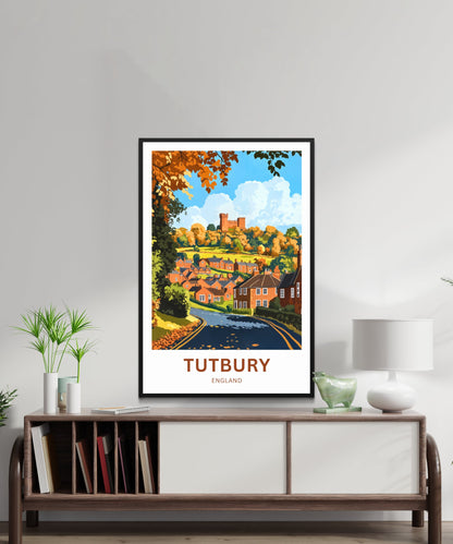 Tutbury Travel Poster - England Castle & Countryside Charm